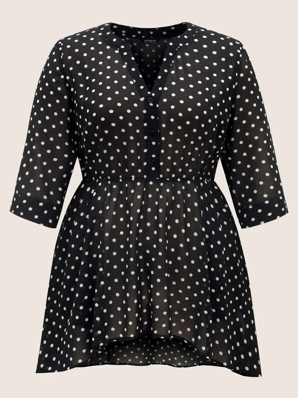Chiffon Polka Dot Button Detail Blouse