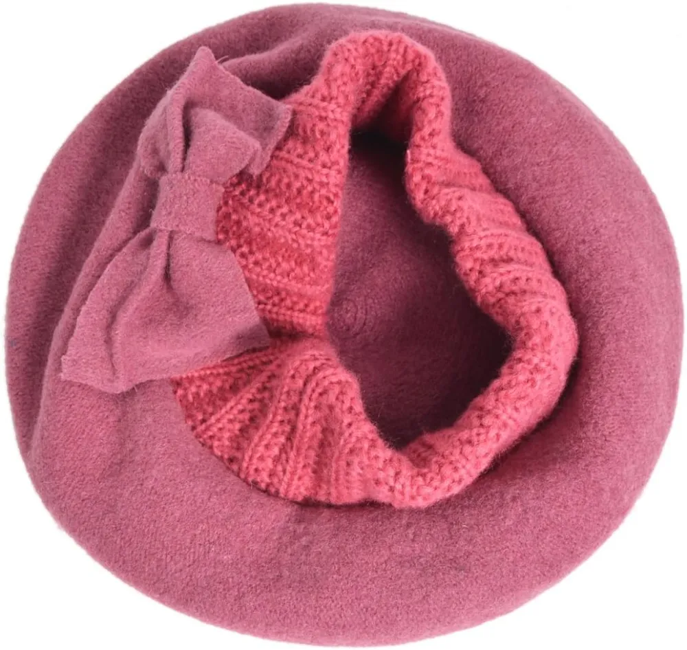 Lady French Beret 100% Wool Beret Floral Dress Beanie Winter Hat