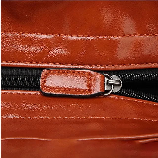 Women's Handbag Crossbody Bag Tote PU Leather Outdoor Office Shopping Zipper Large Capacity Solid Color Orange