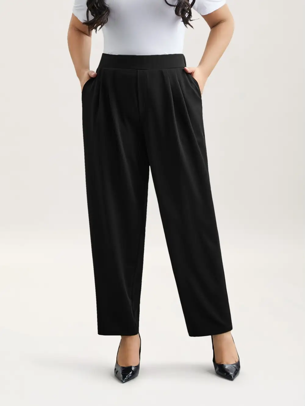 Stretchy-Waist Straight Leg Pants