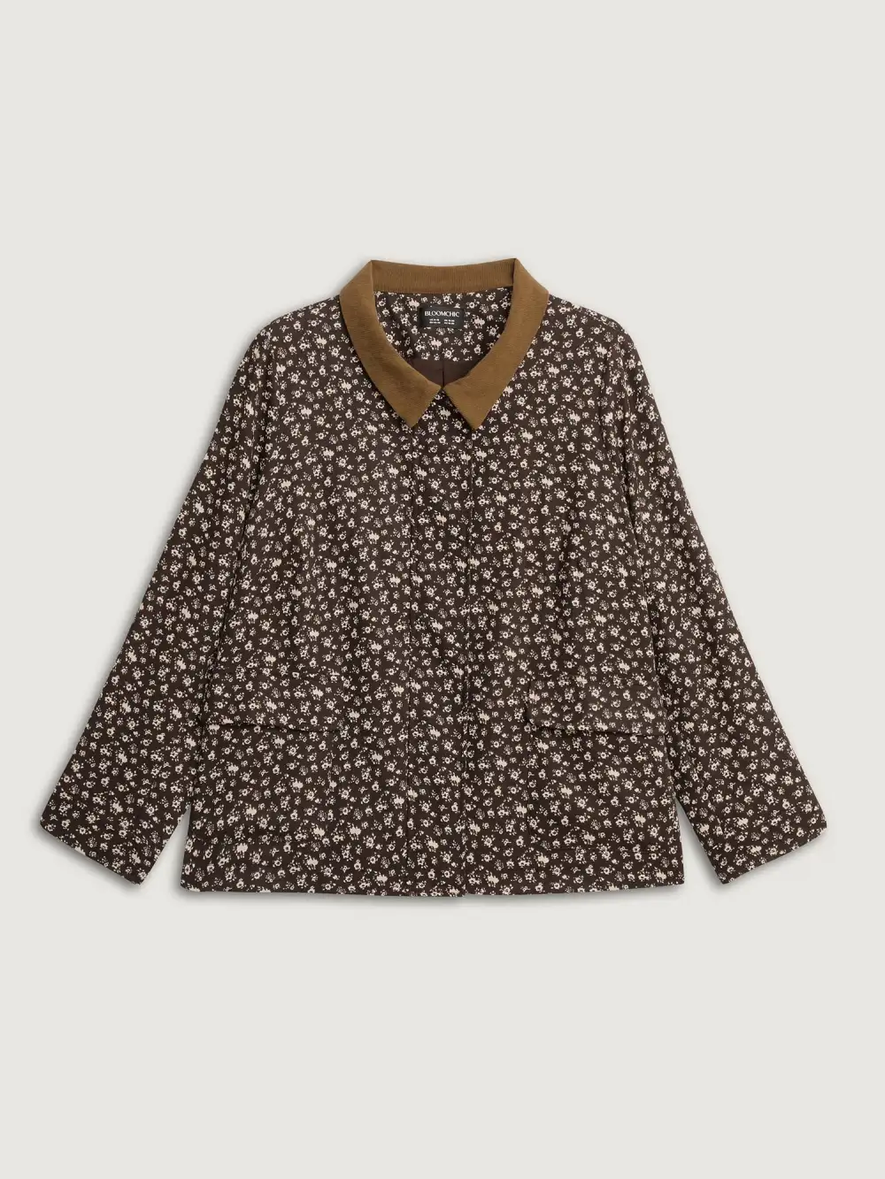 Floral Print Contrast Collar Jacket