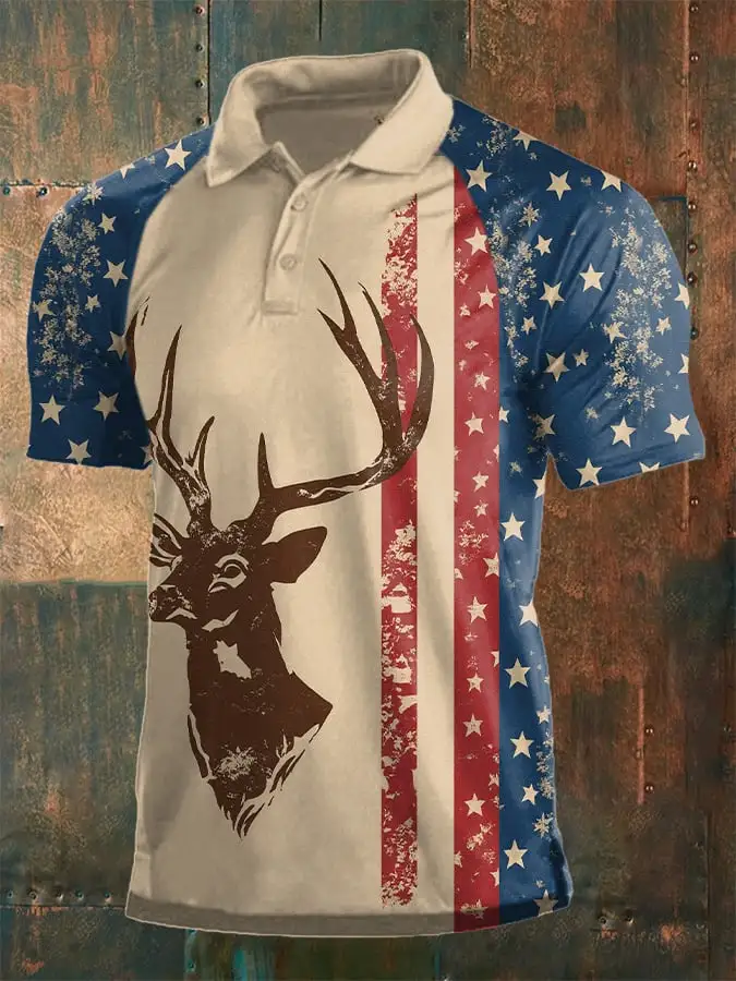 Men's Retro Western Graphic Polo Shirt