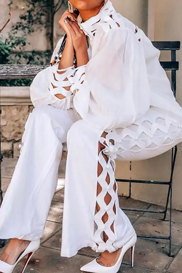 Elegant Cutout Pant Suit