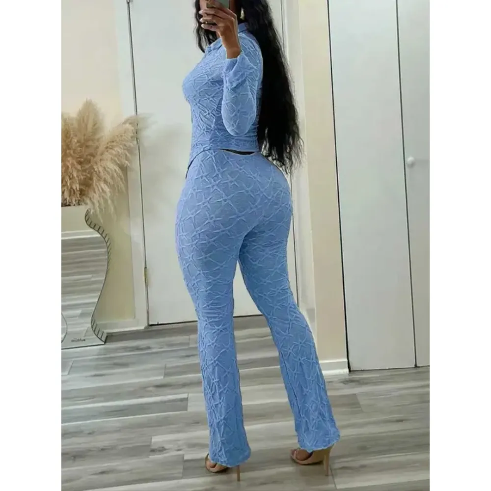 Sexy Knitted Long Sleeve Top & Tight Pants Set