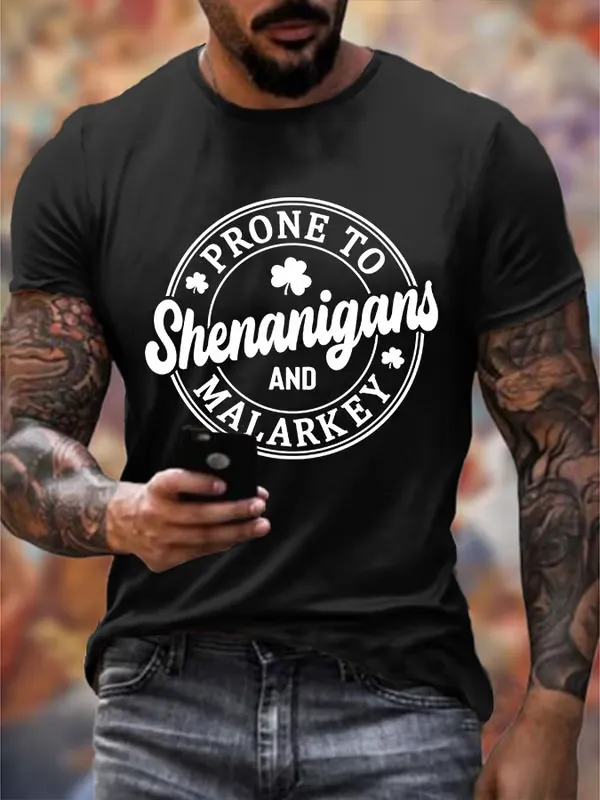 Men'S T-Shirt Men Prone To Pranks And Bombastic Printed T-Shirts Pure Cotton Round Neck Short Sleeves