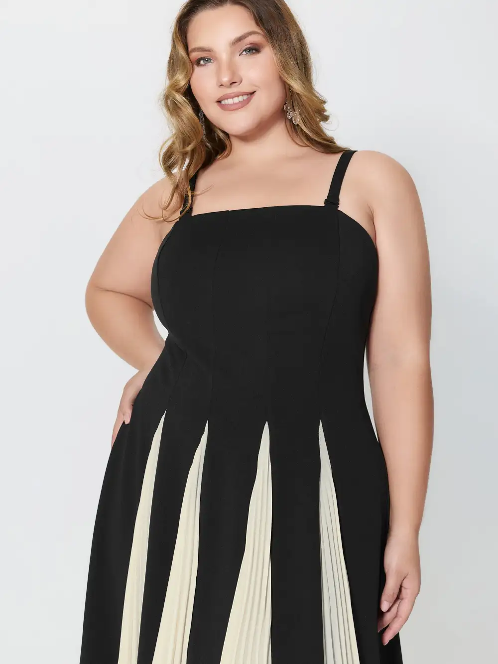 Stripes Color Contrast Detachable Straps Maxi Dress