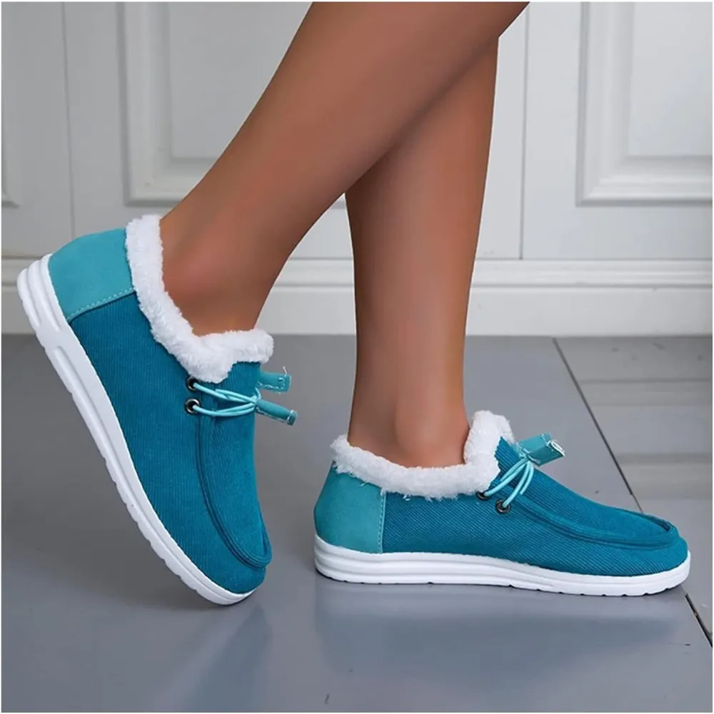 Women's Winter Warm Wendy Shoes Fleece Lined Boat Shoe Slip On Comfort Shoes,Womens Lace Up Loafers Flats Shoes (Come With Christmas socks) (Color : E, Size : EU/CN 42)