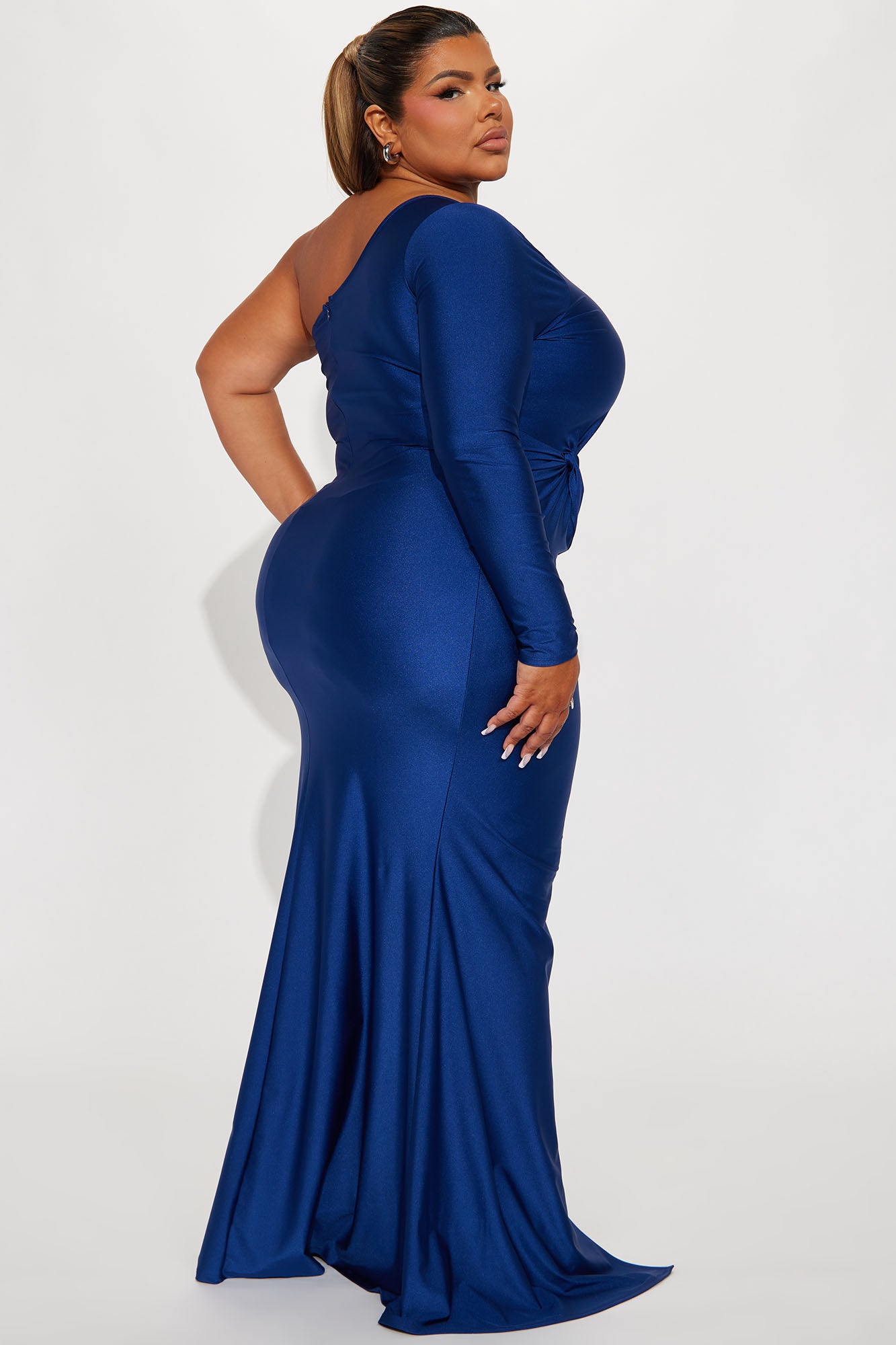 Tori One Shoulder Gown - Navy