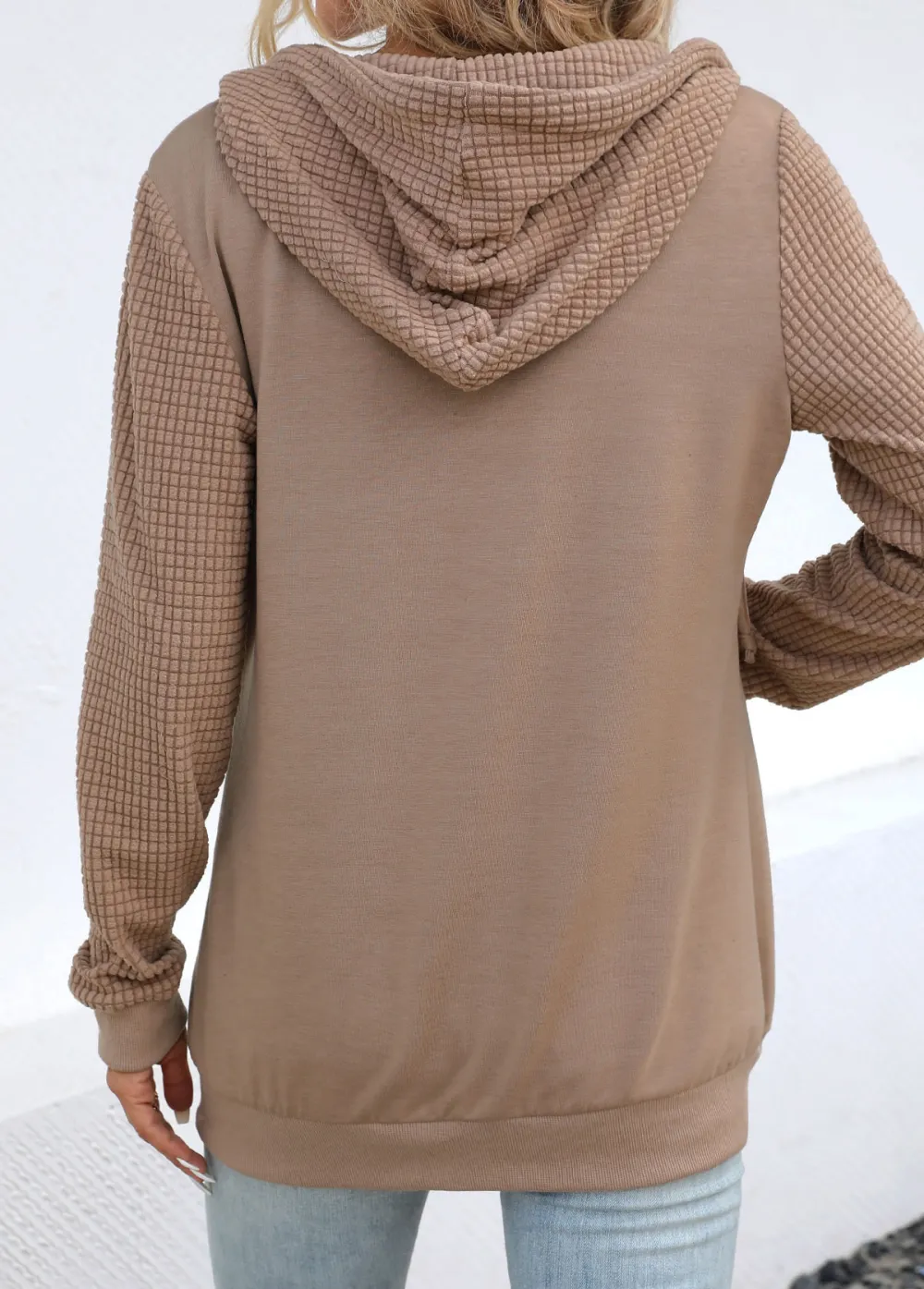 Light Coffee Pocket Long Sleeve Hoodie