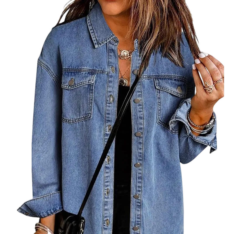 Ripped Fringe Denim Jacket for Women – Casual, Stylish, Soft Jean Coat with Pockets