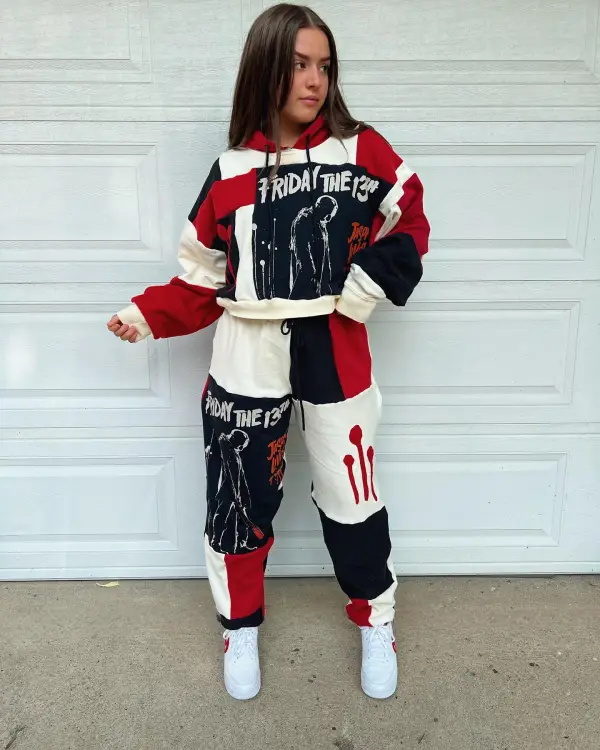 Red 2 piece set tops and bottoms how perfect and cozy piece for your Halloween day