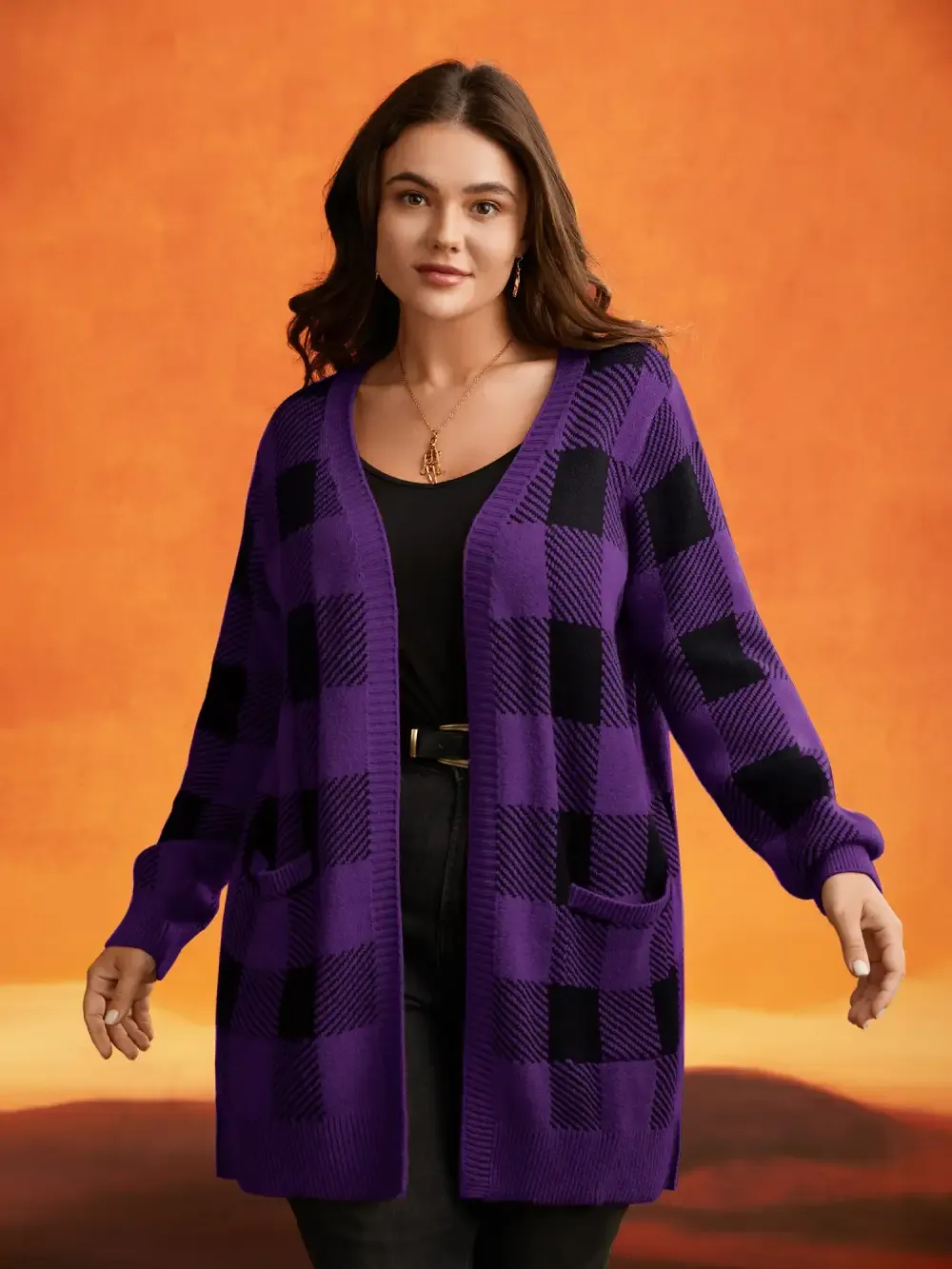 Supersoft Essentials Halloween Plaid Open Cardigan