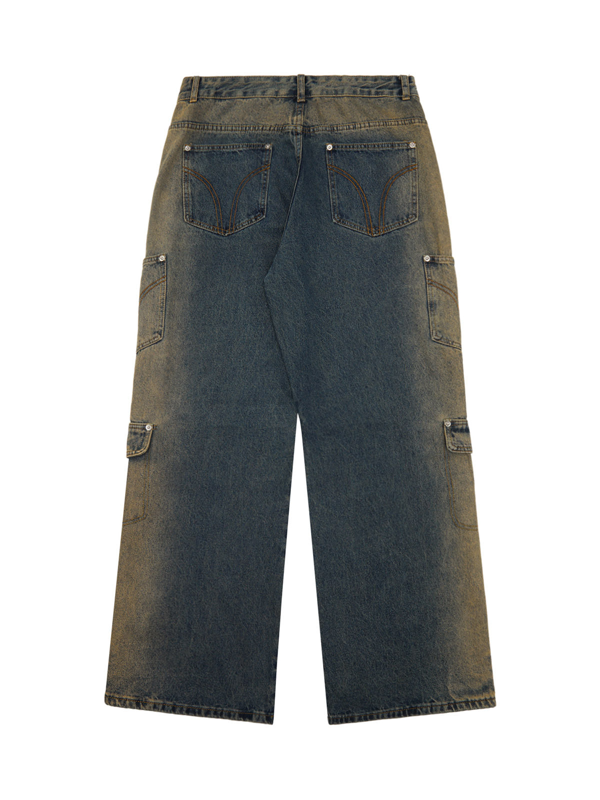 Multi-pocket Zipper Design Washed Hip-Hop Jeans - 2112