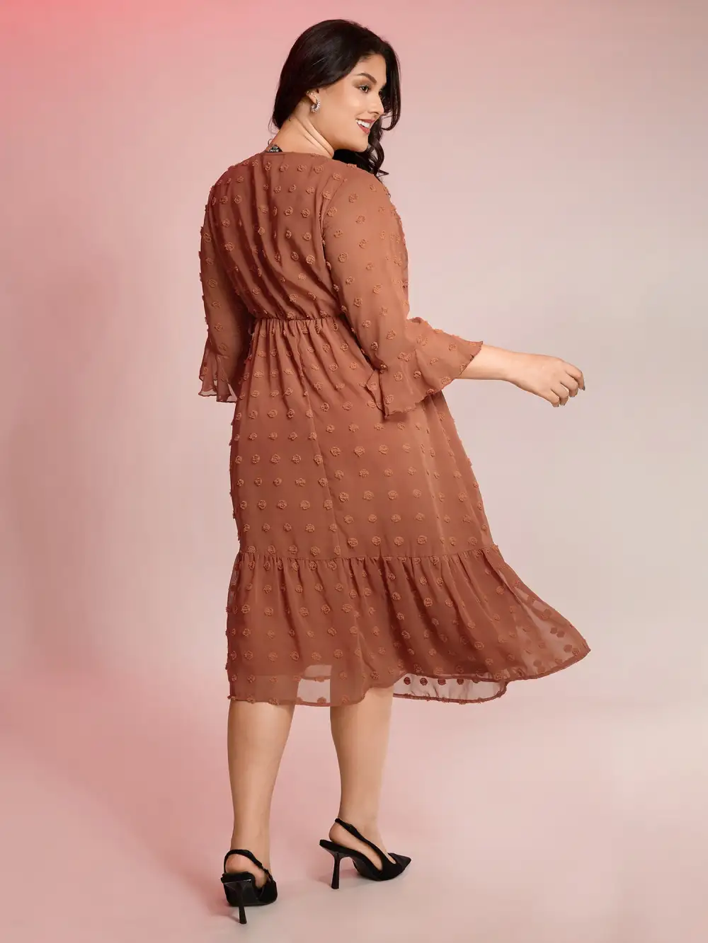 Chiffon Textured Semi Sheer Maxi Dress