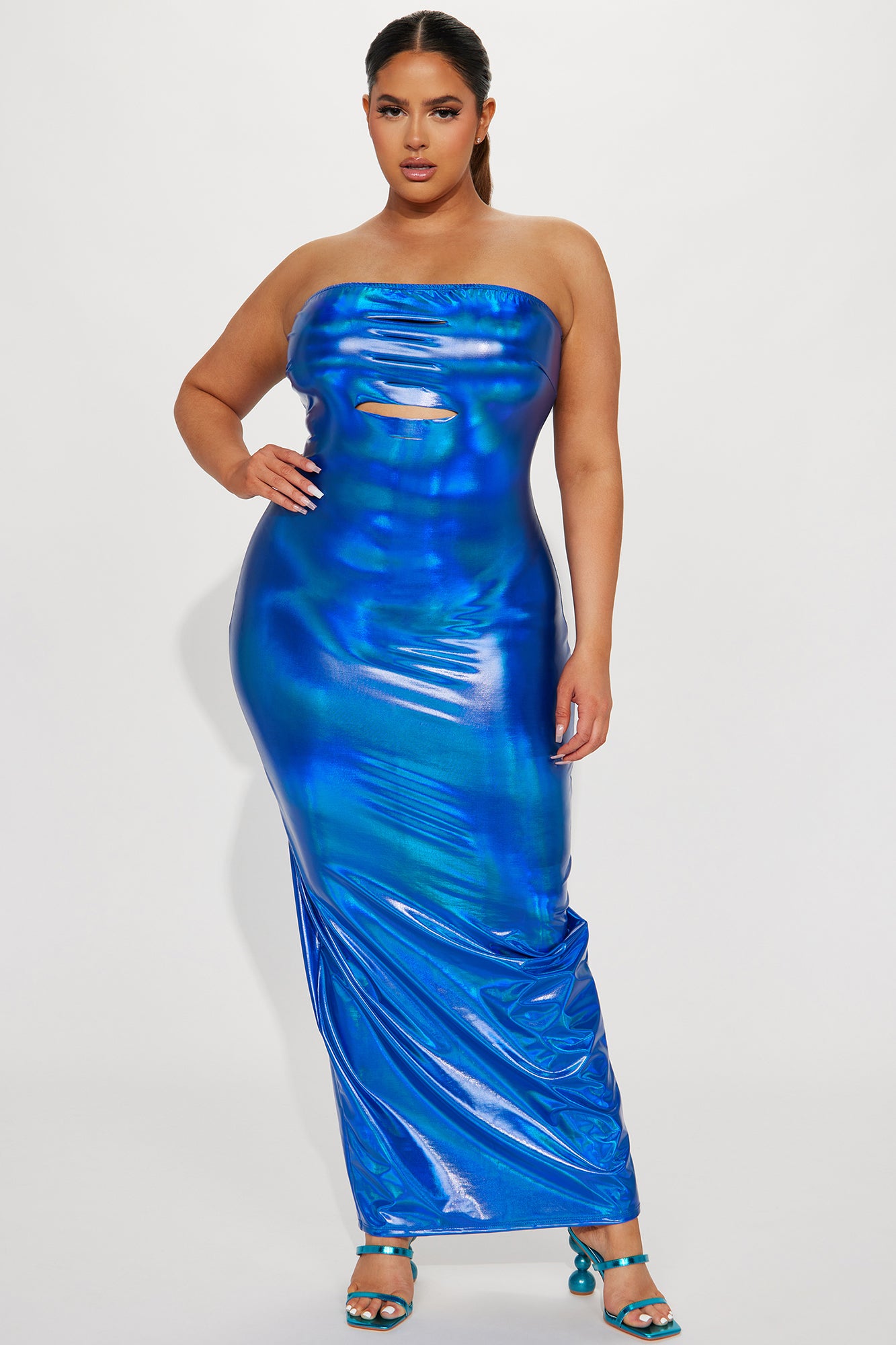 Nadia Metallic Maxi Dress - Royal