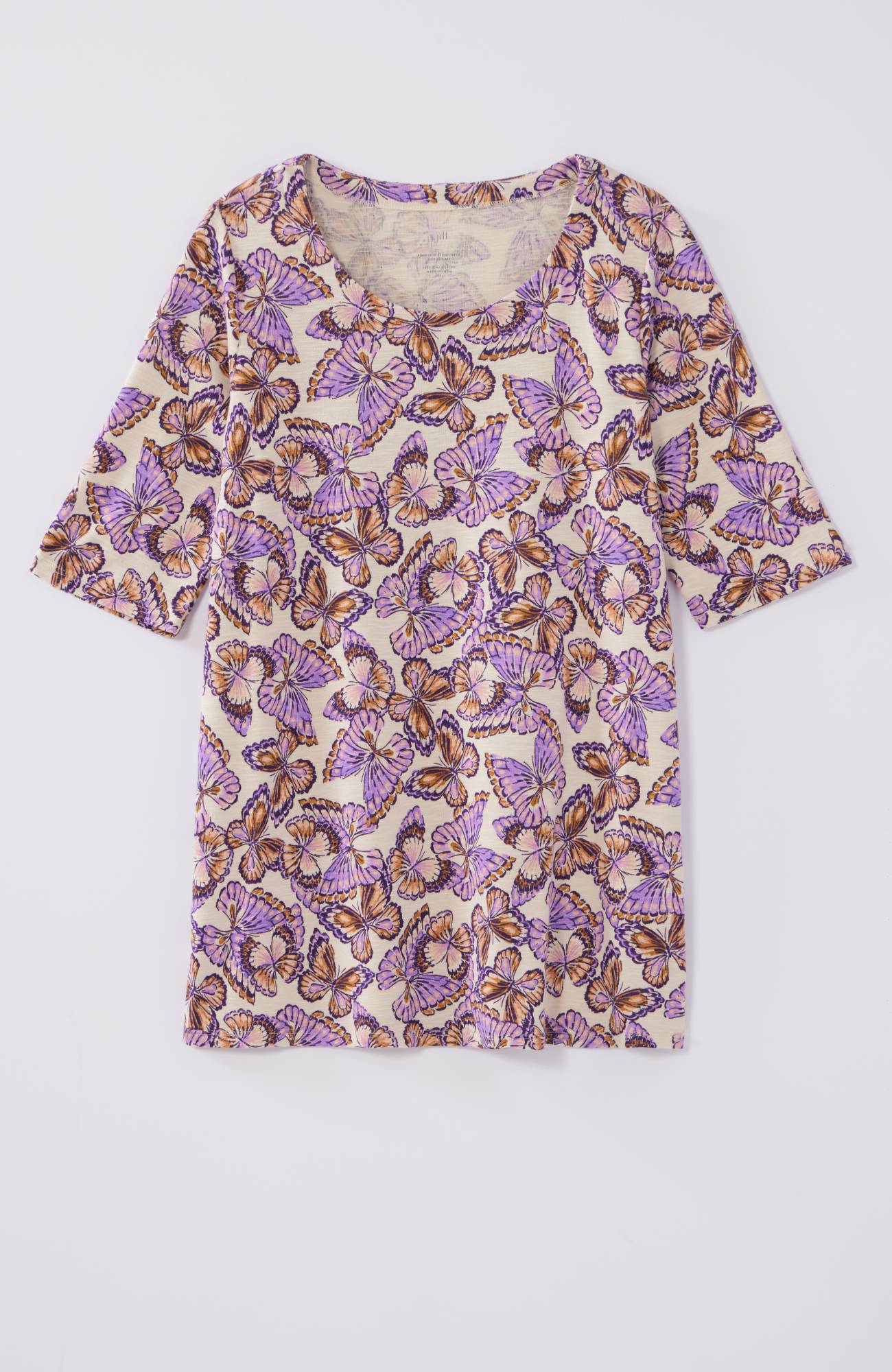 pima-slub scoop-neck side-slit tee