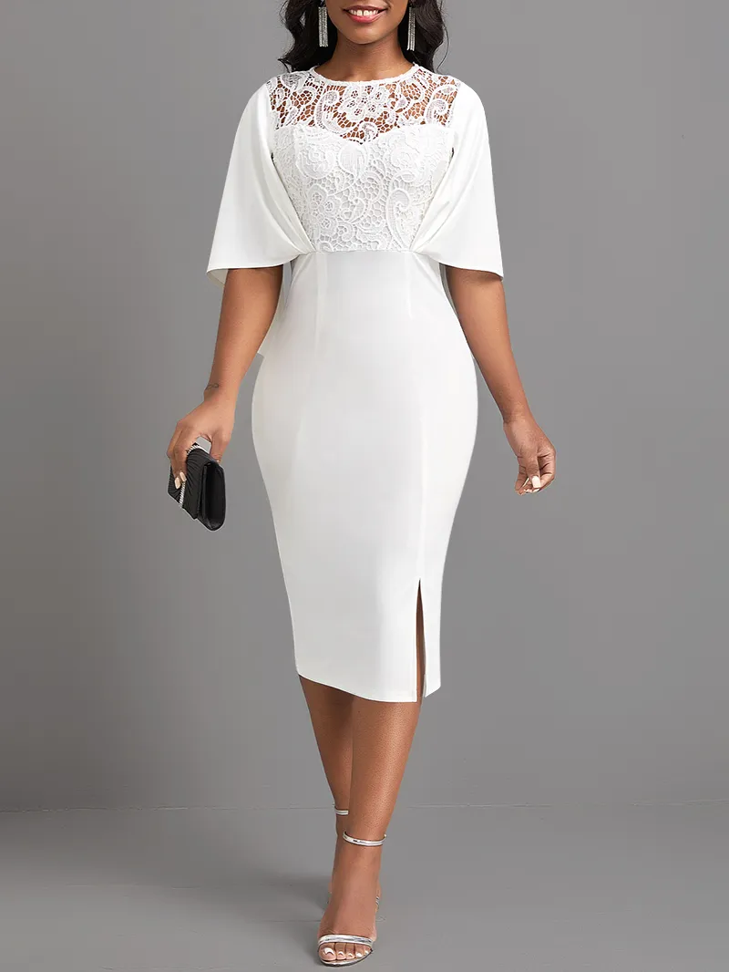 mid sleeve hip slit dress
