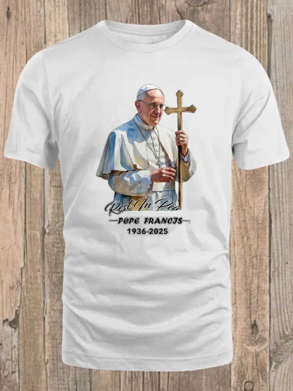 Men's Rest In Peace 1936-2025 Print Short Sleeve Round Neck Cotton T-Shirt