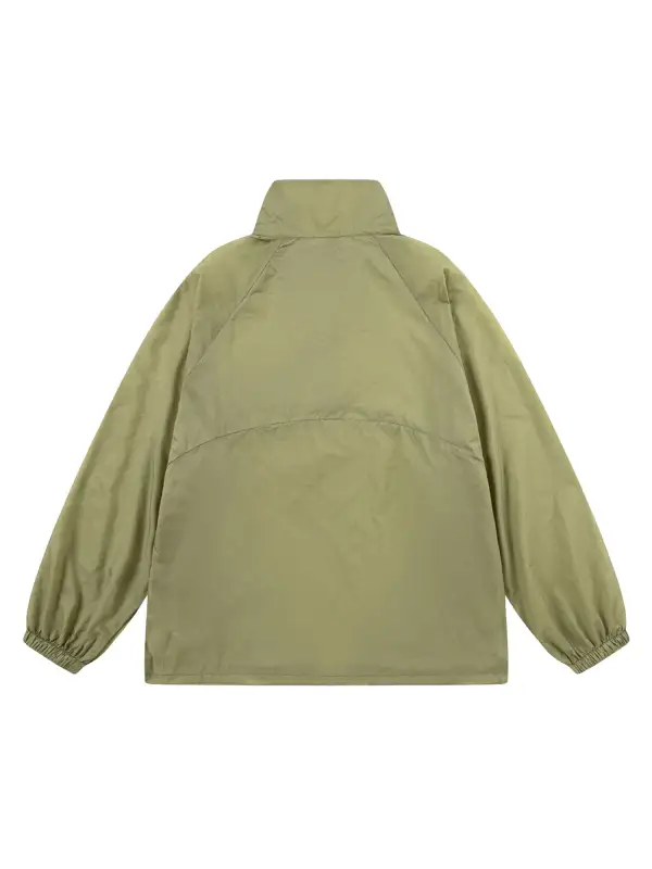 Badge-embellished Stand Collar Half-zip Hoodie