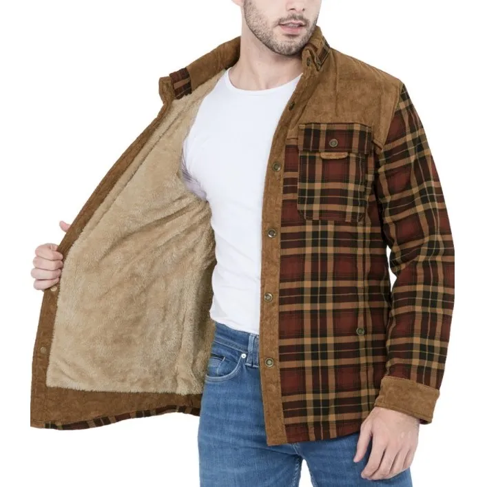 Men's Flannel Stitched Cotton Jacket Warm Top
