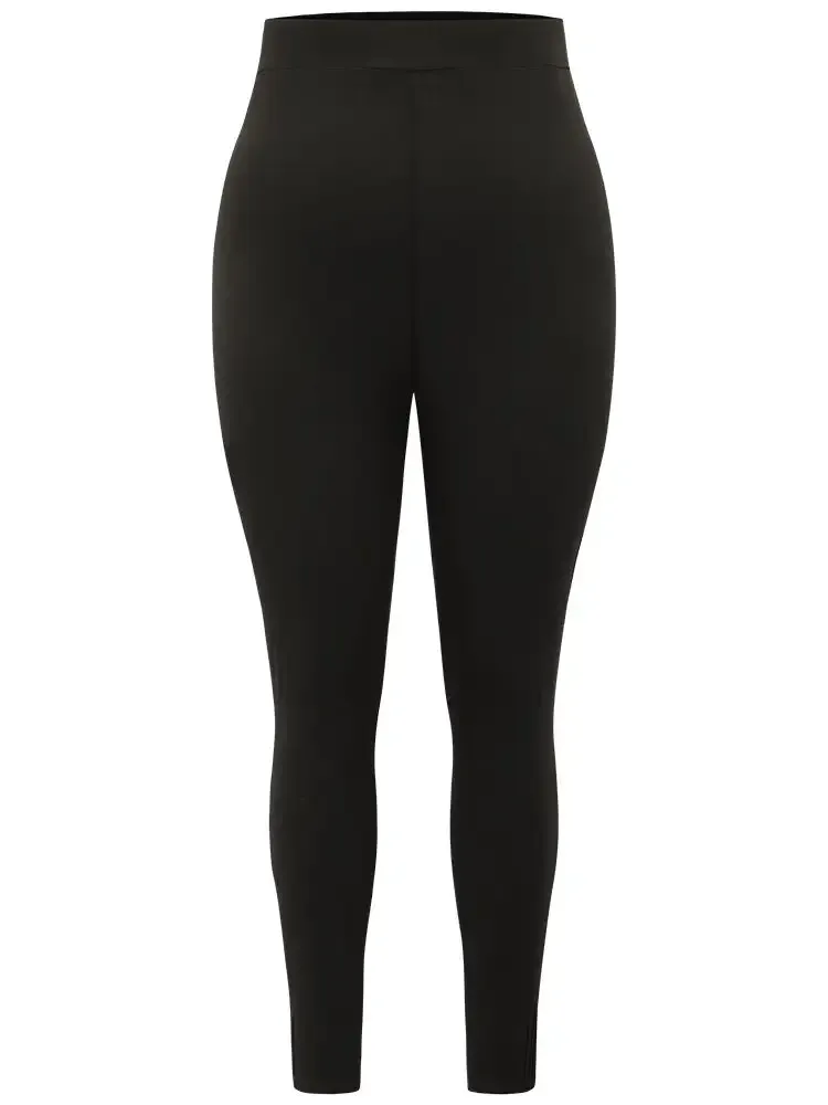 High Rise Pleated Elastic Waist Skinny Leggings