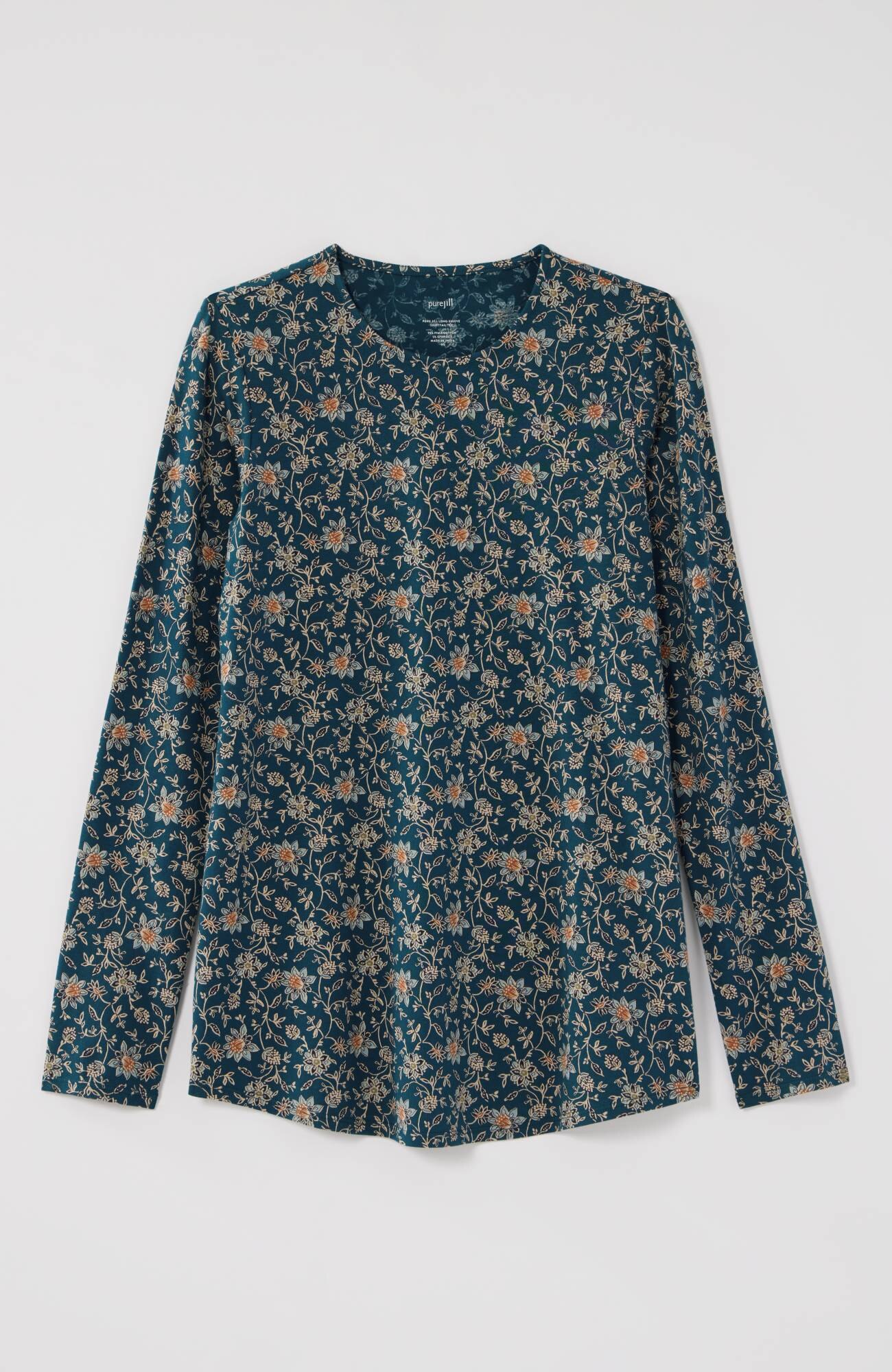 pure jill long-sleeve shirttail tee