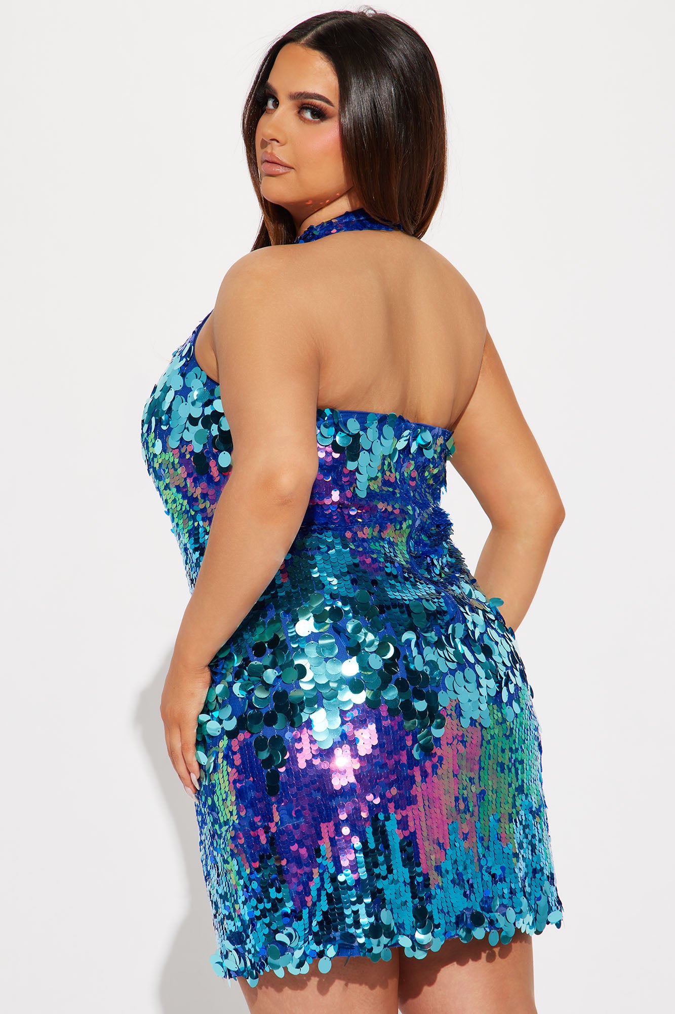 Disco Girl Sequin Mini Dress - Turquoise