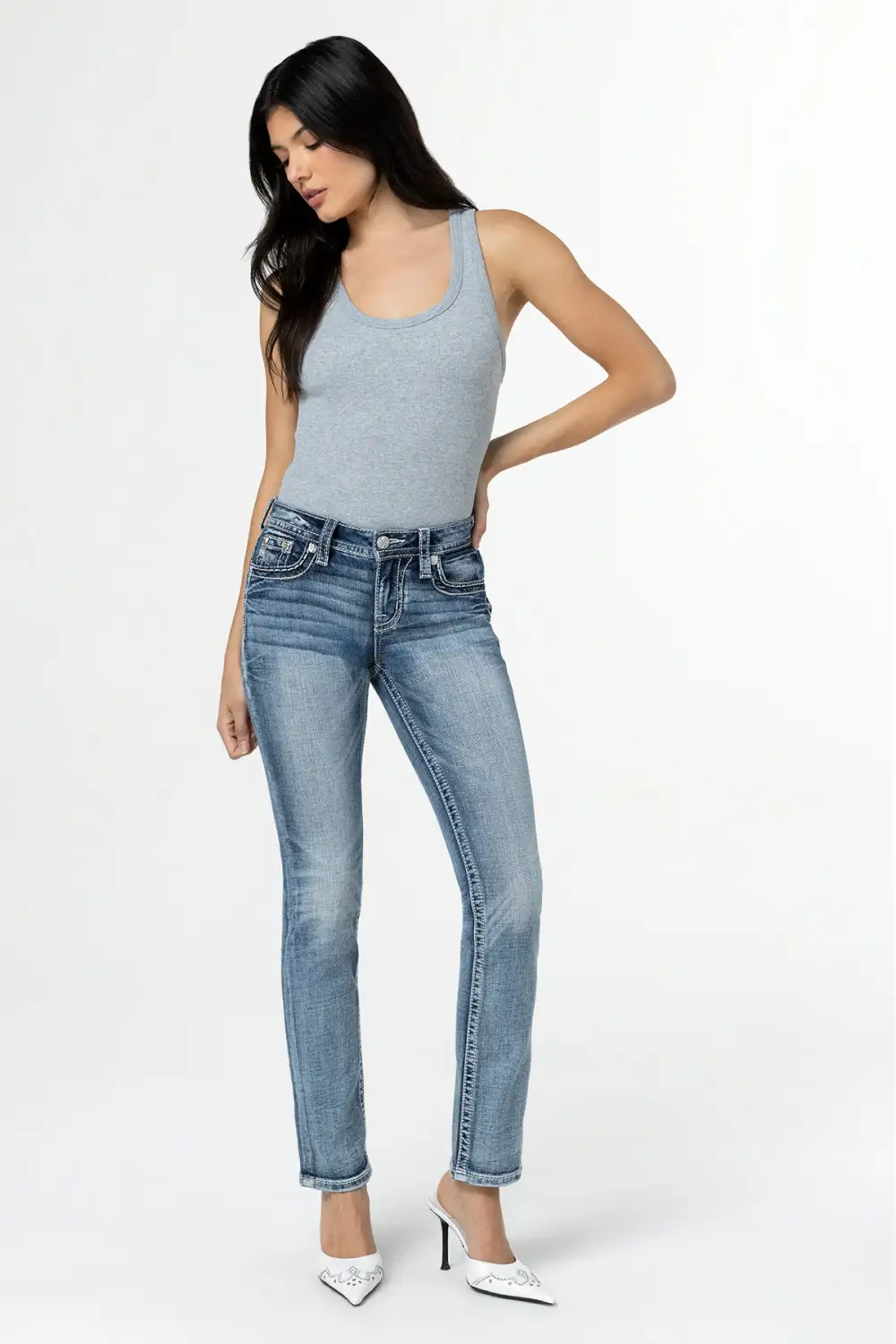 Coral Aztec Straight Jeans