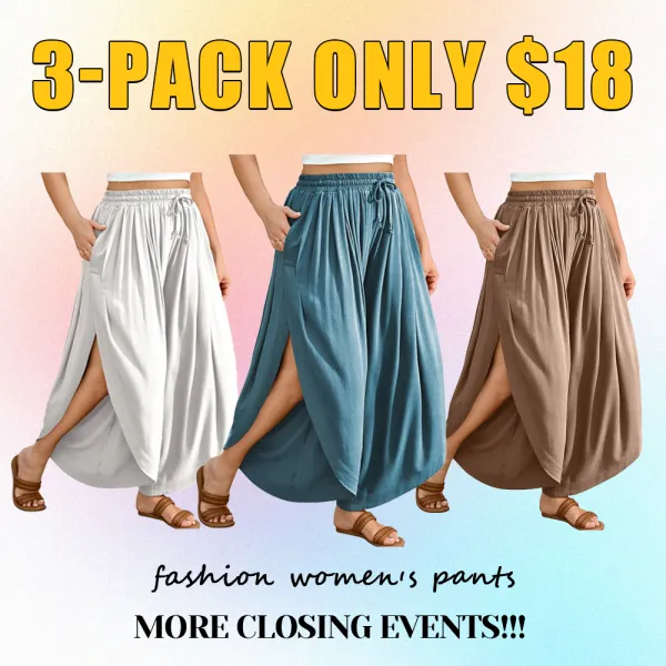 Women’s Linen Split Skirt Pants-High Waist, Wide-Leg, Boho Beachwear