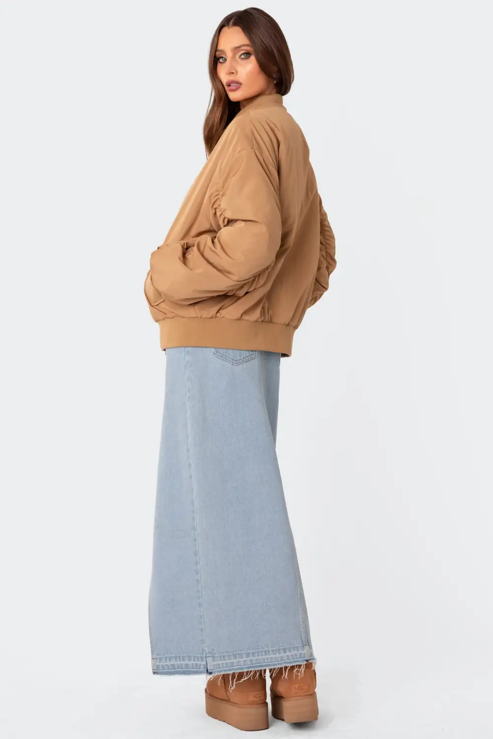 Cala Ruched Oversized Bomber Jacket
