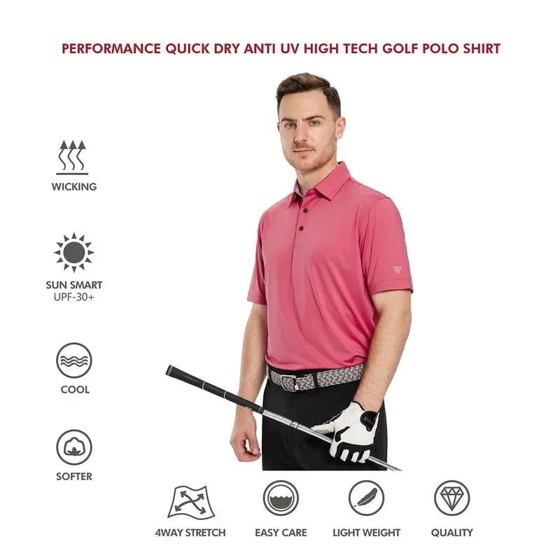 Mens Polo Shirts Short Casual Dry Fit Performance Designed Collared Golf Polo Shirts for Men Plus Size Men's Tops