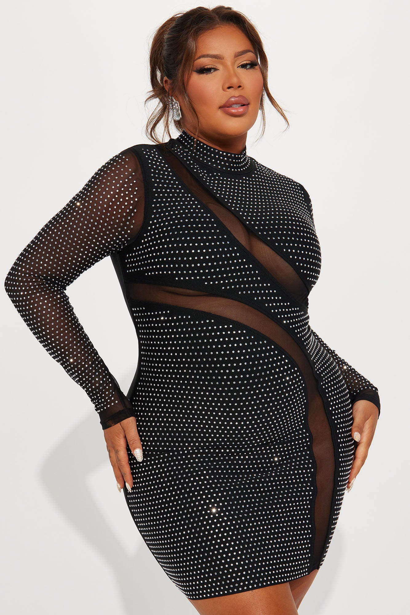Eliza Embellished Mini Dress - Black