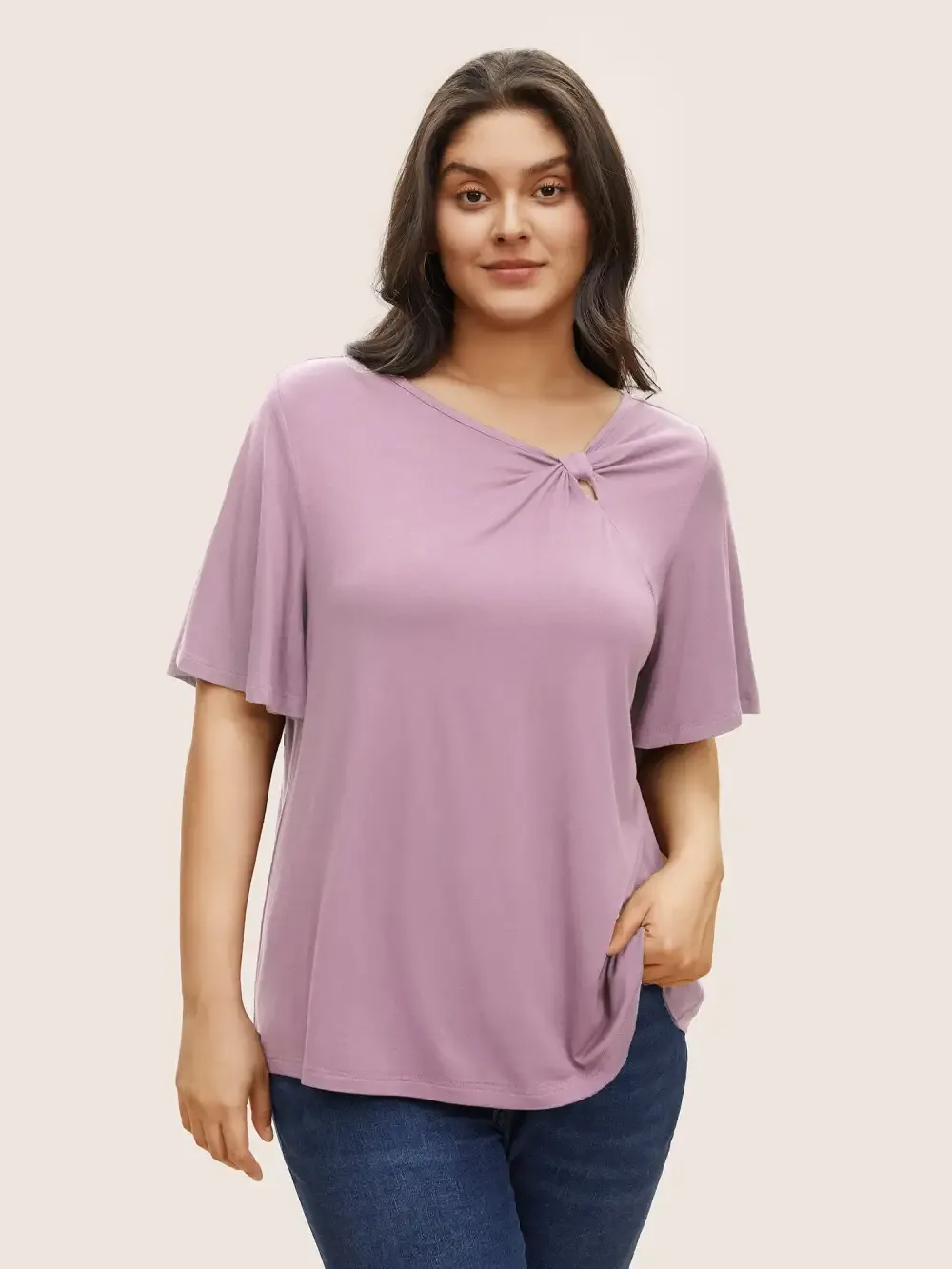 Supersoft Essentials Twist Front Asymmetrical Neck T-Shirt