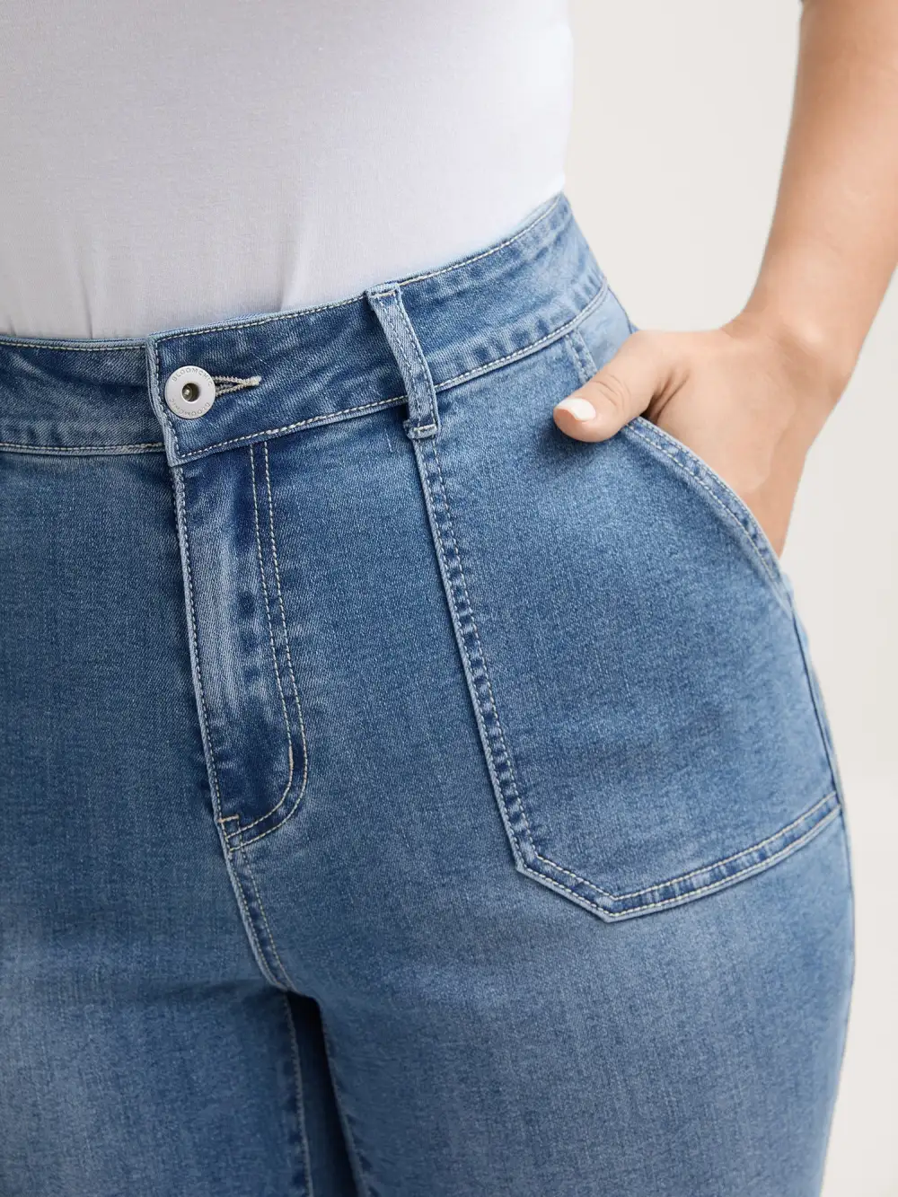 Elastic Waist Skinny-Fit Pocket Jeans