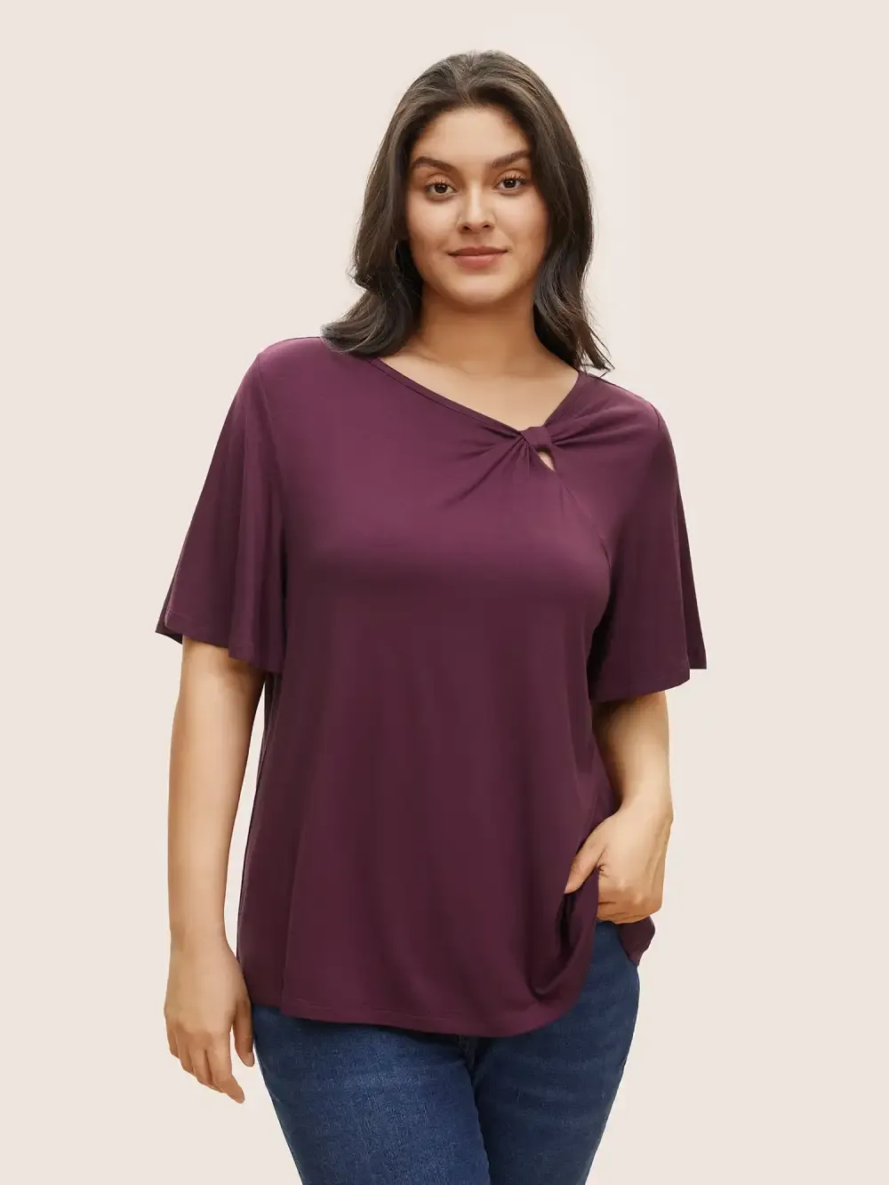 Supersoft Essentials Twist Front Asymmetrical Neck T-Shirt
