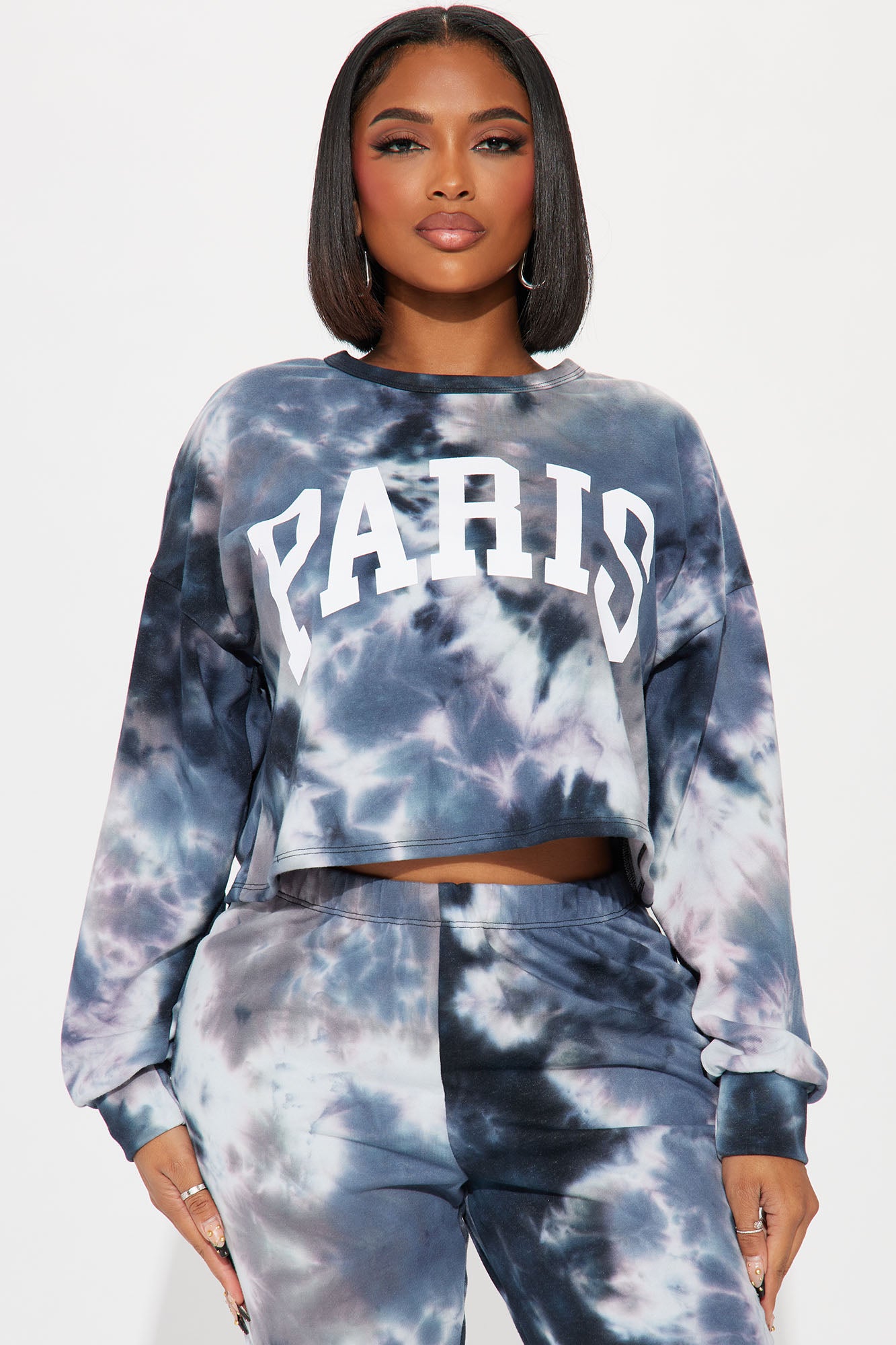 Paris Tie Dye Jogger Set - Navy/combo