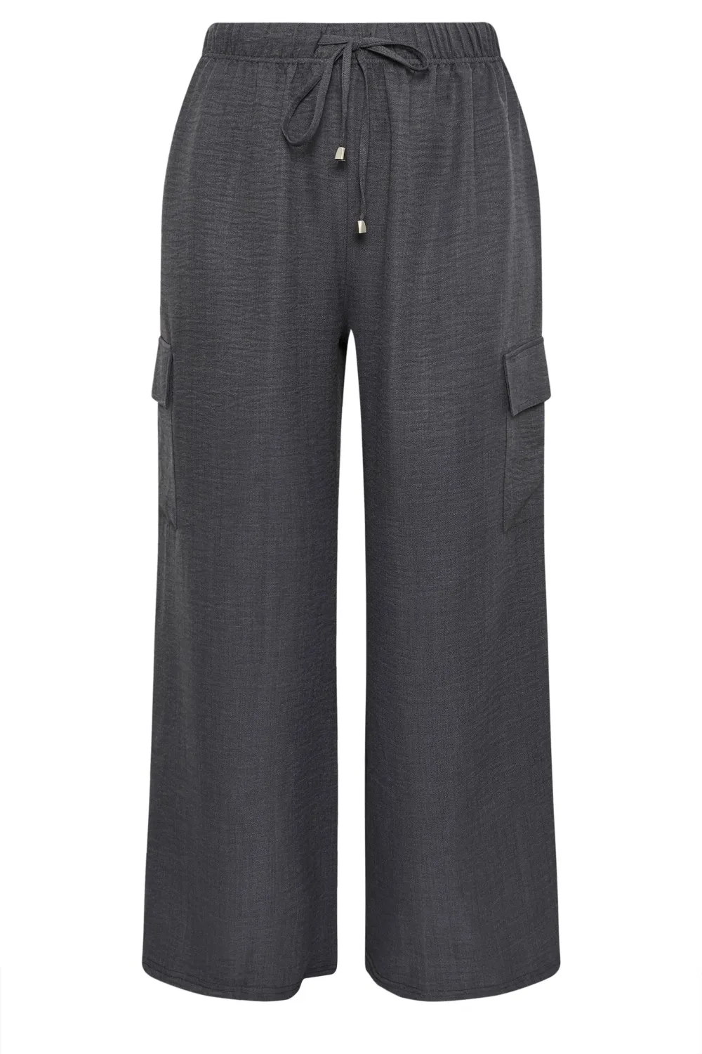 YOURS Curve Khaki Green Linen Look Cargo Trousers