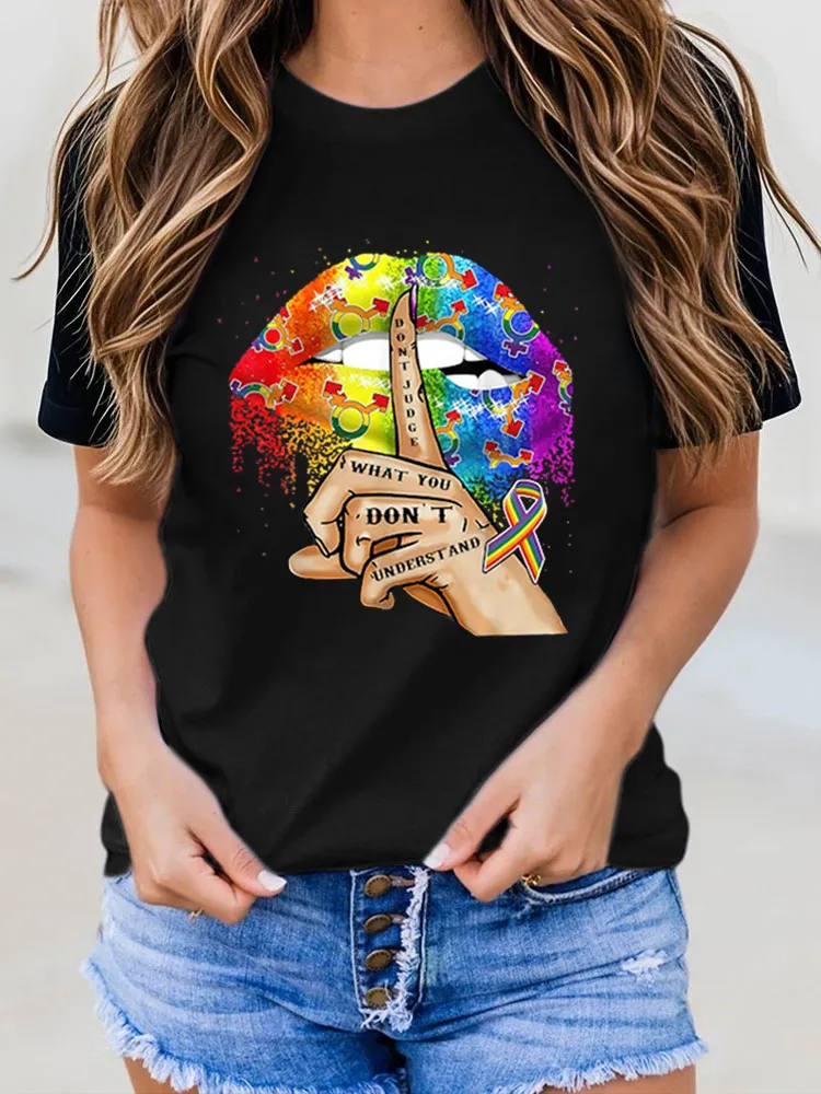 Women'S Don T Judge What You Don T Understand LGBT Pride Lips T Shirt