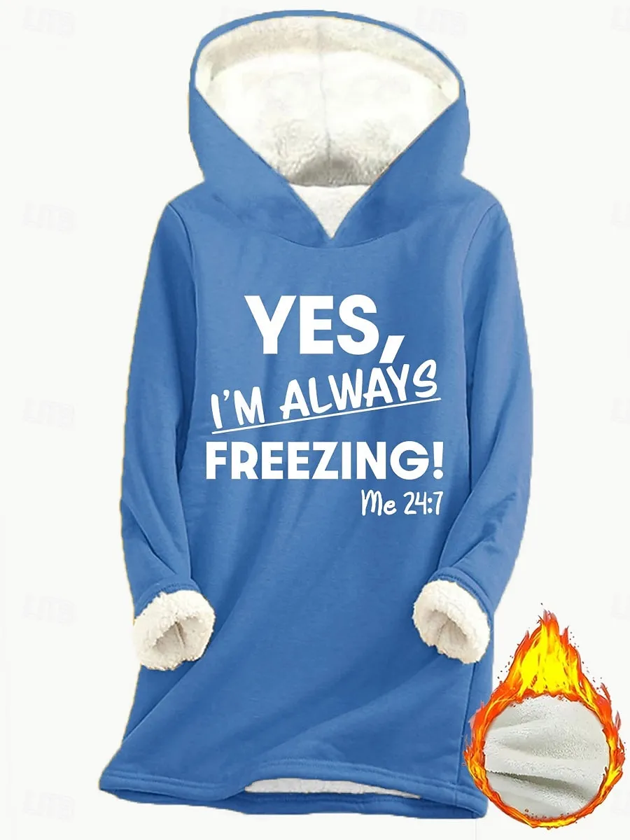 Women's Pullover Hoodie Sweatshirt Graphic Letter Warm Casual Sherpa Fleece Long Sleeve Hooded Long Tops Street Dailywear Casual Print Dark Pink Blue Gray Fall Winter