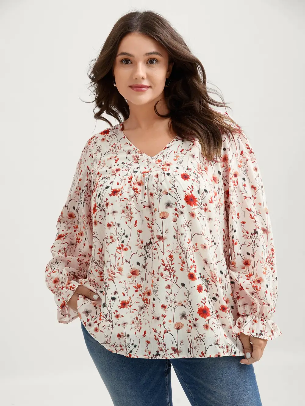 Floral Print Long Sleeve Blouse
