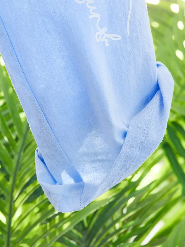 Casual FLoral Baggy Cotton Linen Cropped Pant