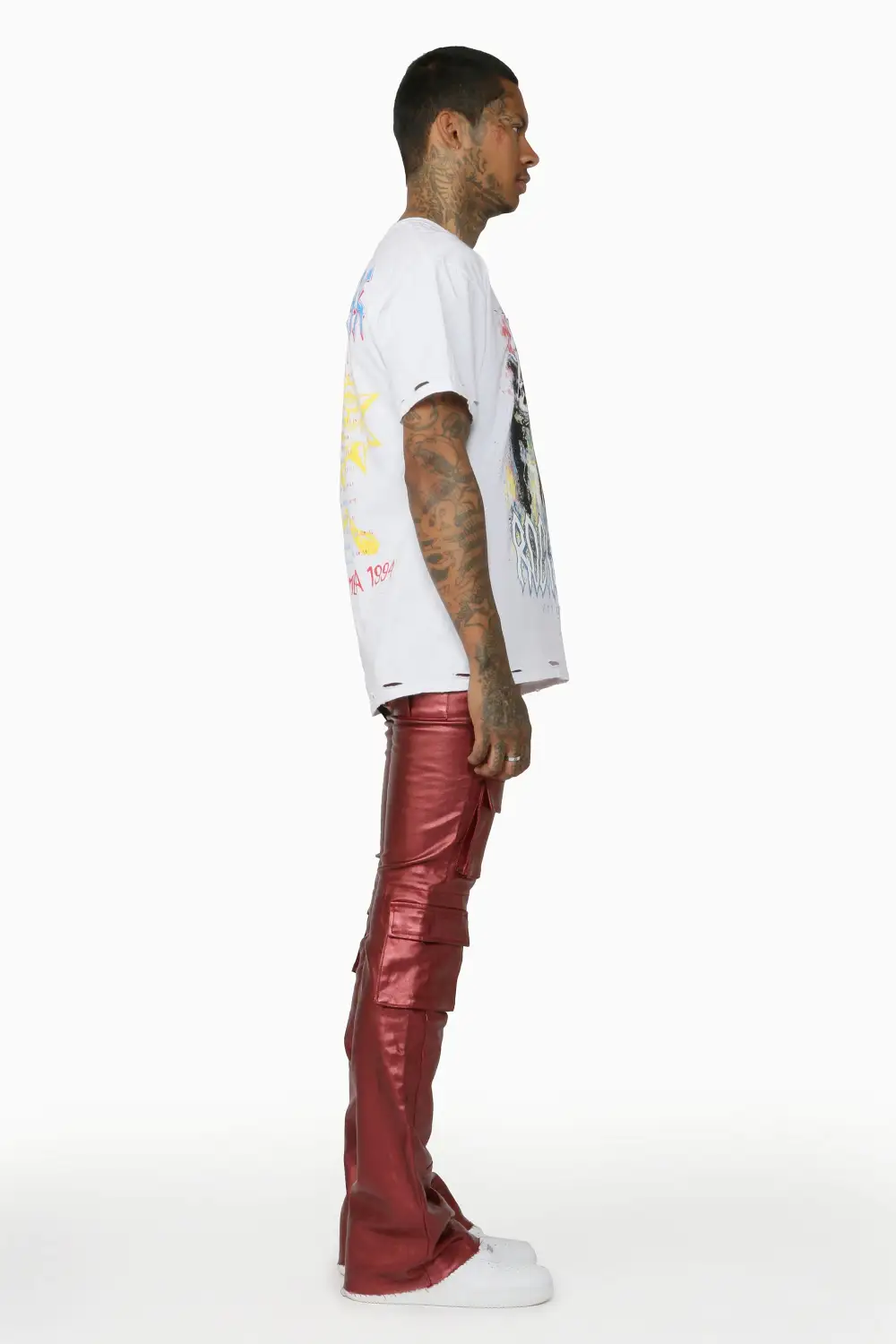 Rancid Burgundy Coated Flare Jean