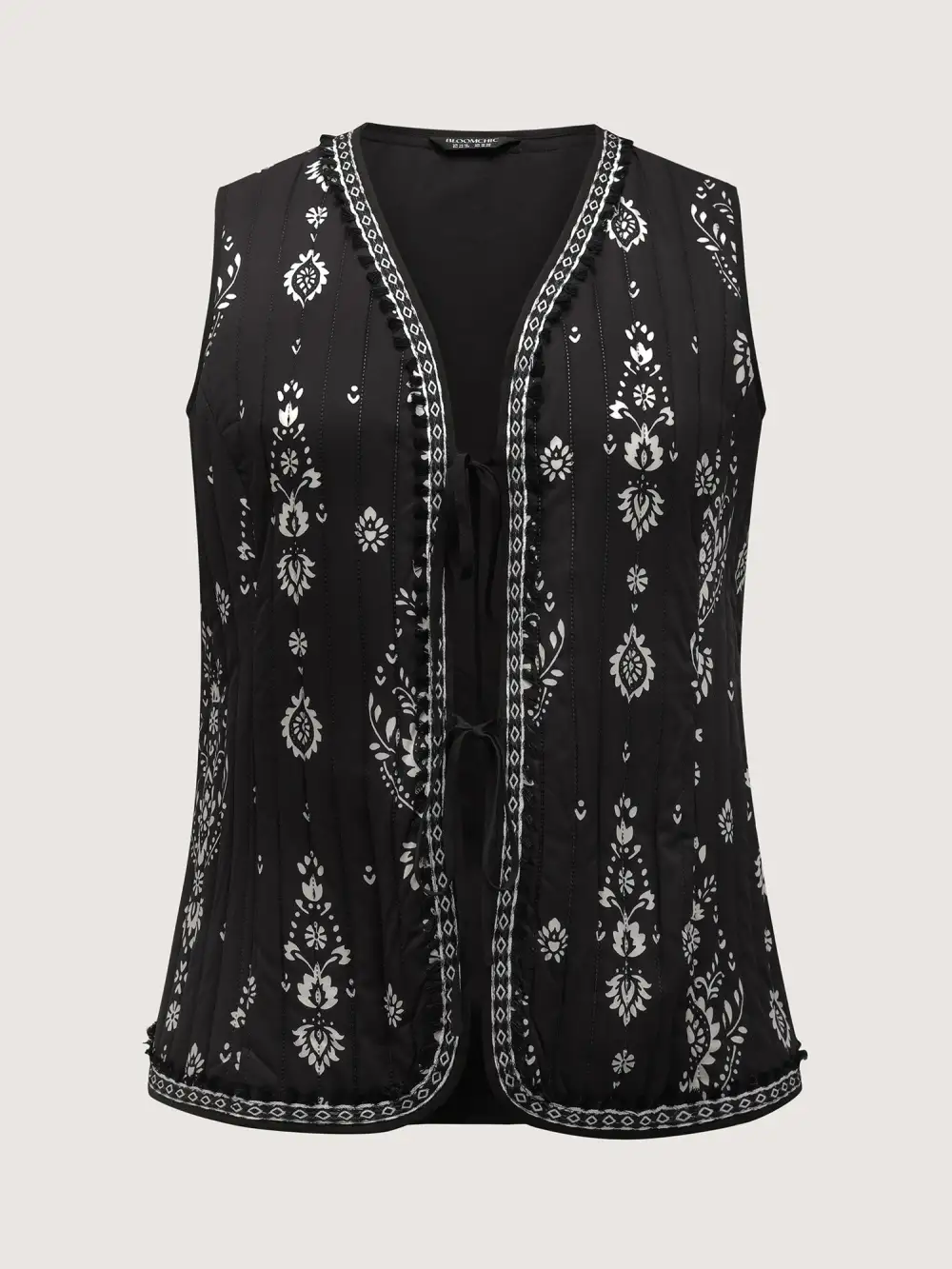 Boho Print Double Front-Tie Vest