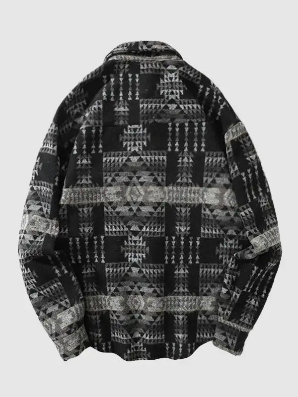 Men's Western Classic Geometric Pattern Retro Ethnic Style Blend Wool Jacket