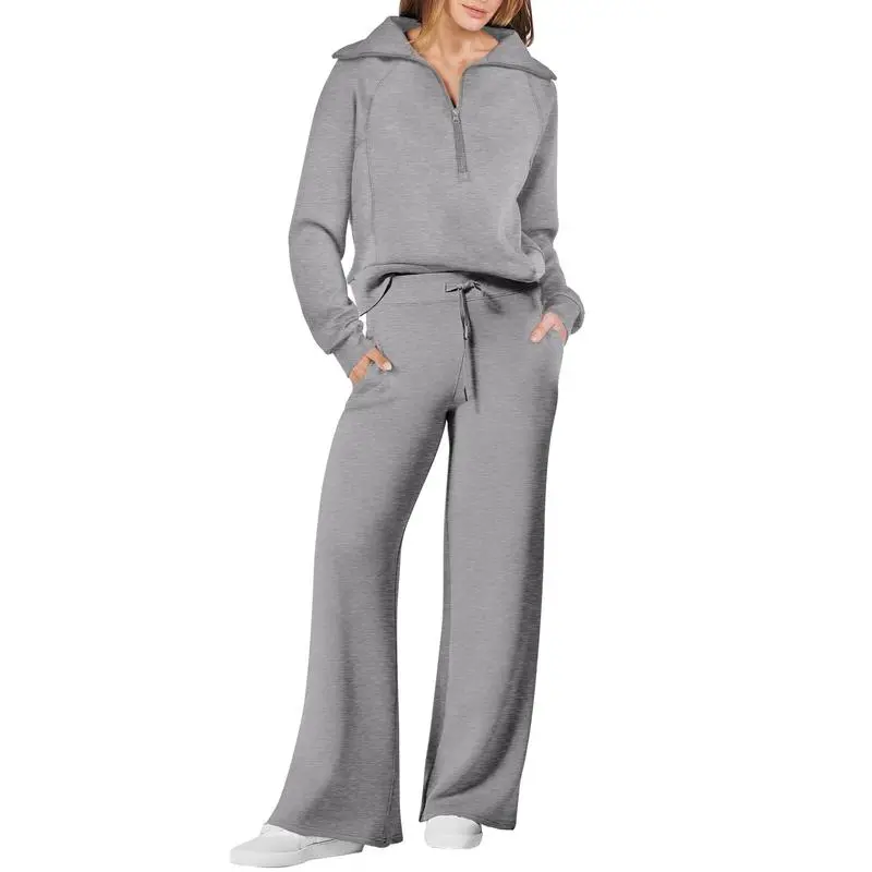 Women's 2-Piece Oversized Sweatsuit – Sweatshirt & Sweatpants Lounge Set.