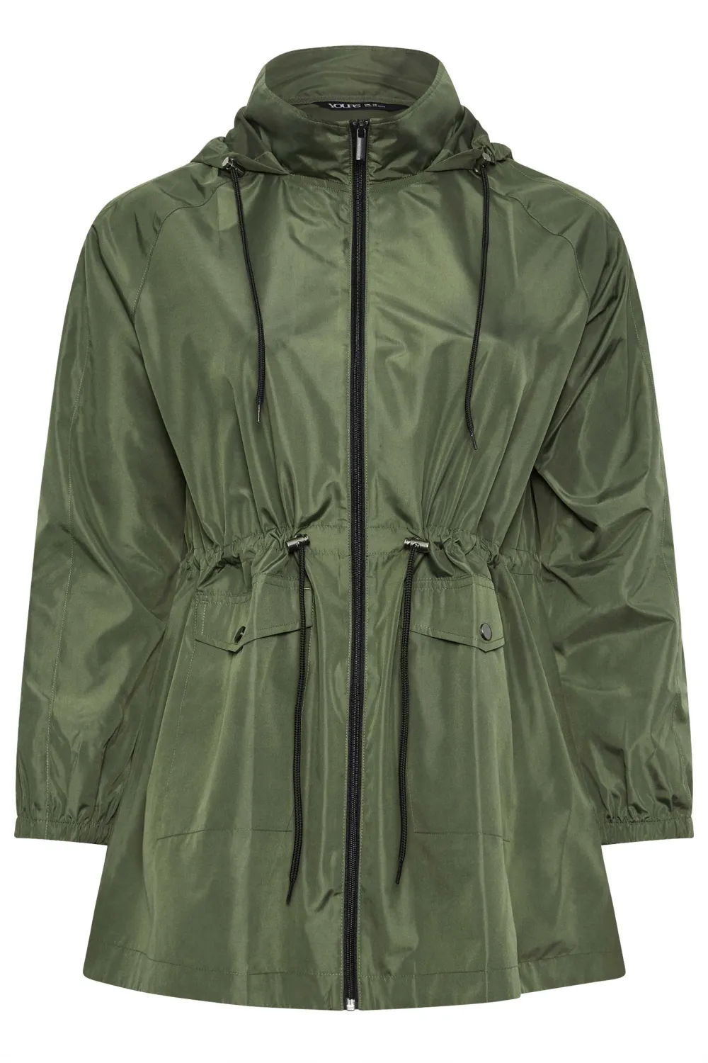 YOURS Curve Black Drawstring Lightweight Parka Jacket