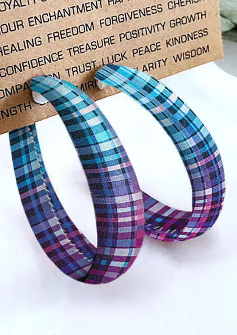 Gradient Plaid Large Circle Earrings