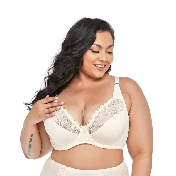2023 New Plus Size Big Boobs  Non Padded Lace Bra
