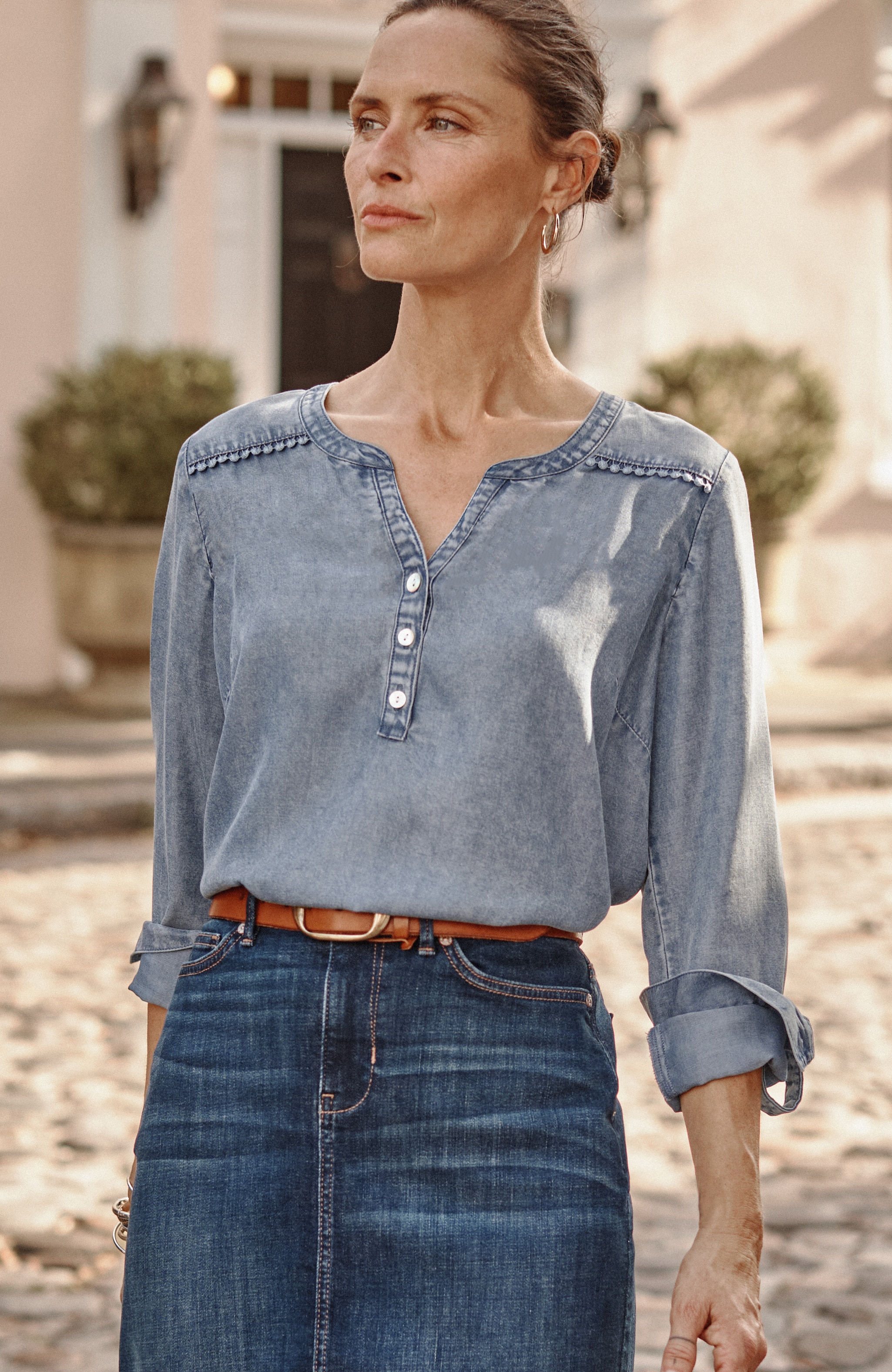 Trimmed Indigo Top