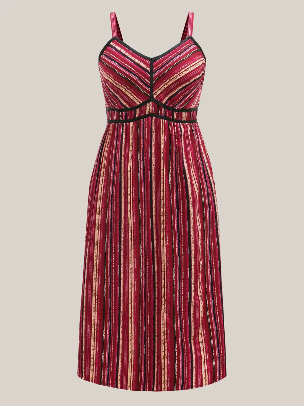 Colorful Stripes Spliced Cami Maxi Dress